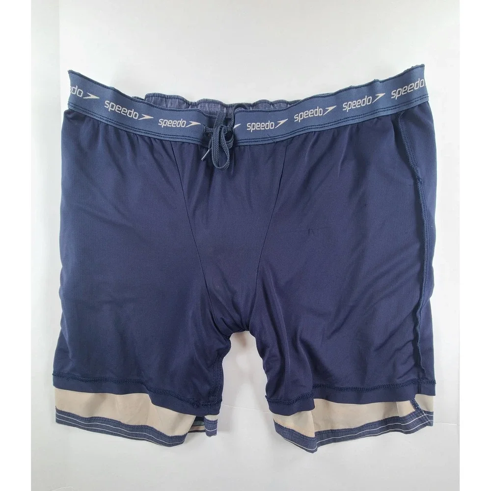 Speedo Swim Trunks Shorts Mens 2X Blue Striped Lined Resortwear Surf Summer